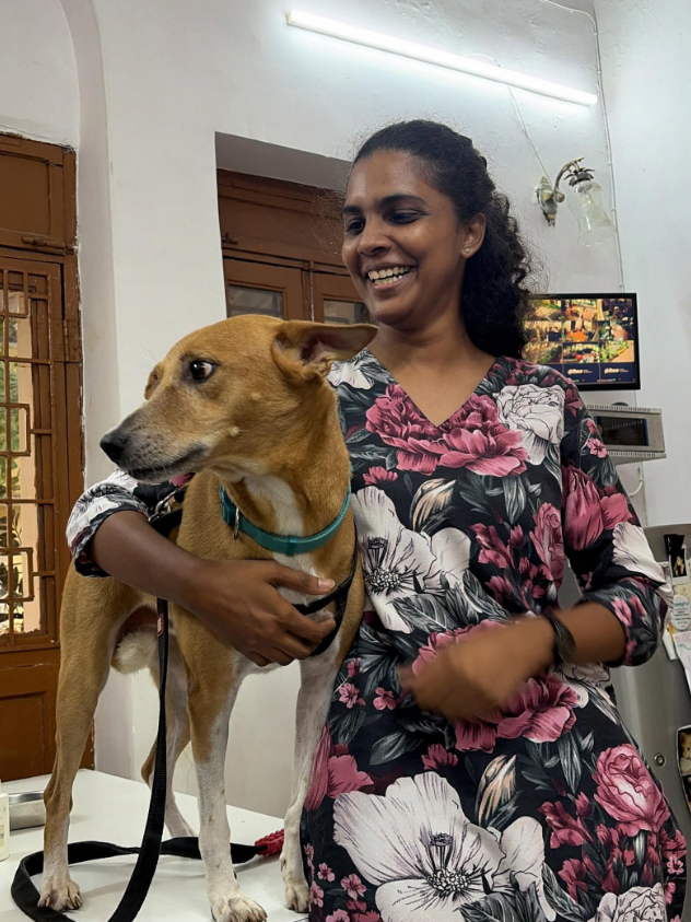 Dog patient with the clinic team